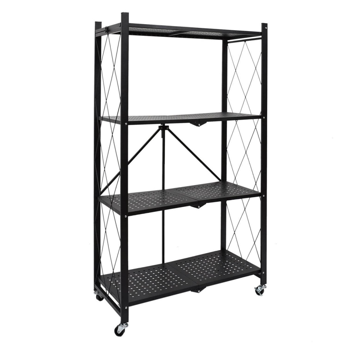 Étagères de rangement en métal robustes à 5 niveaux avec roues et pliable