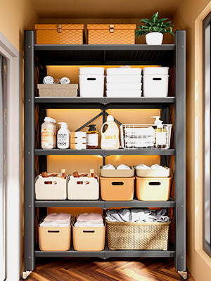 Étagères de rangement en métal robustes à 5 niveaux avec roues et pliable